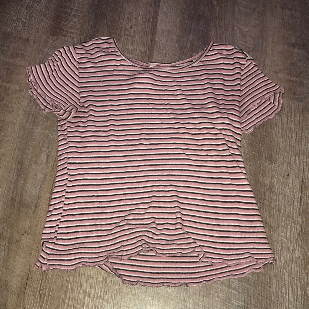Striped Lettuce Trim T-Shirt